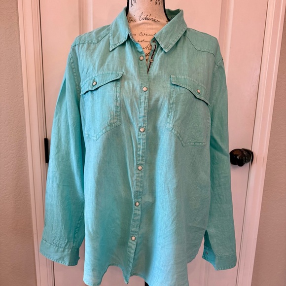 Sundance teal Women's snap Shirt - Picture 2 of 6
